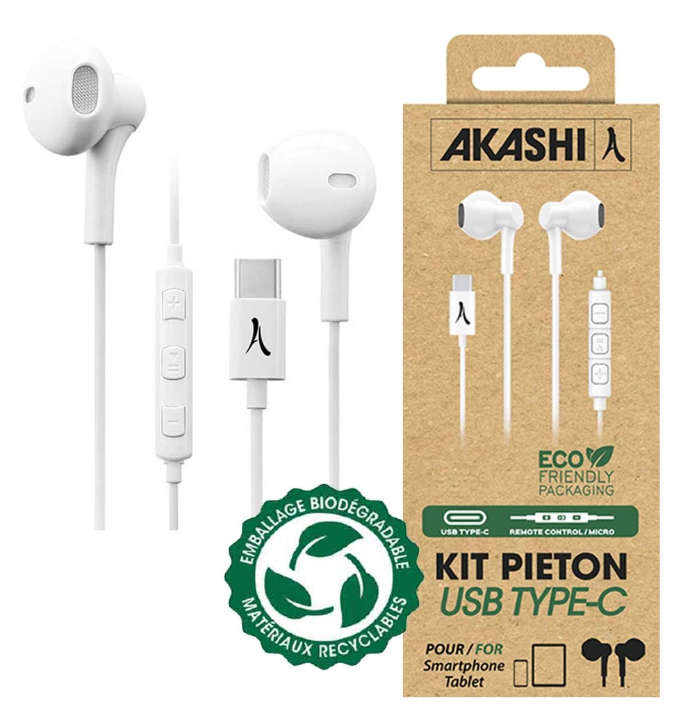 kit pieton intra auriculaire BLANC usb-c