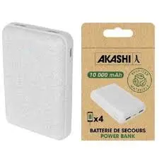 Power Bank 10000 mAh 2 USB+USB-C en paille de blé recyclée