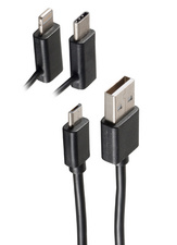 Câble USB 2.0 A, USB Micro-B et USB C et Lightning 3 en 1