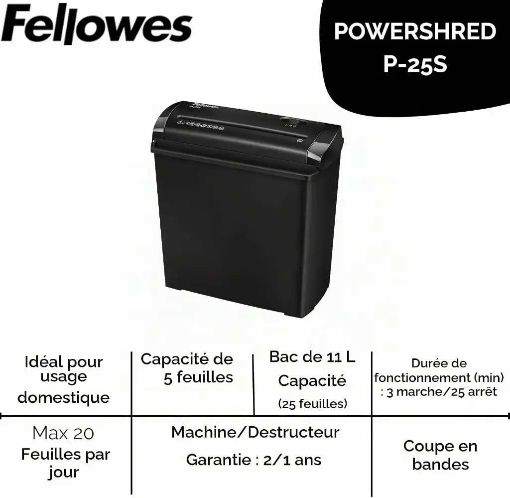 Fellowes Destructeur de documents Powershred p-30C, noir,