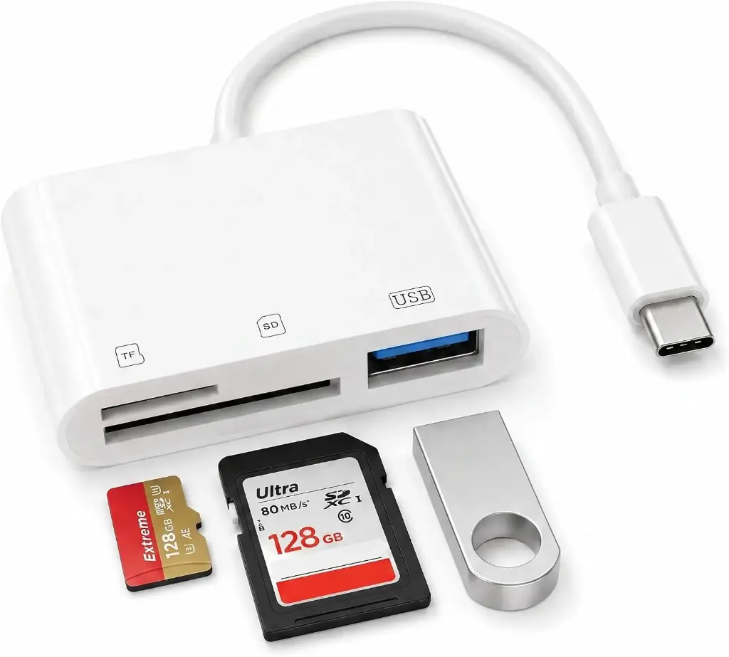 Adaptateur Micro SD avec USB C 3-en-1, lecteur de carte SD 