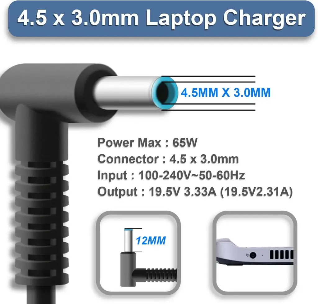 Chargeur ordinateur portable 19,5V, 65W, 45W