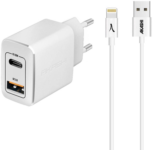 [charg4] Chargeur Secteur 20w 3A USB-C+USB CAB1M LIGHTNING