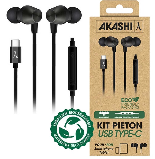 [oreillette1] kit pieton intra auriculaire noir usb-c
