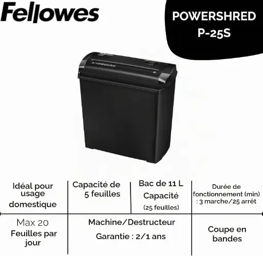 [dest] Fellowes Destructeur de documents Powershred p-30C, noir,