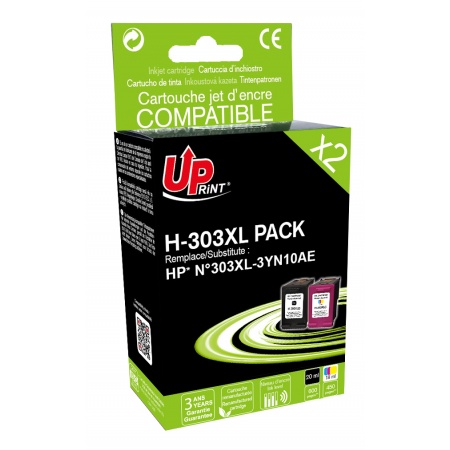 [uph303nc] 2 Cartouches compatibles HP 303XL noir couleur 