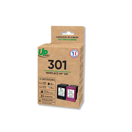 [uph301nc] 2 CARTOUCHES COMPATIBLES HP 301XL noir couleur