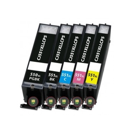 5 cartouches compatibles canon PGI-550XL / CLI-551XL – neutre