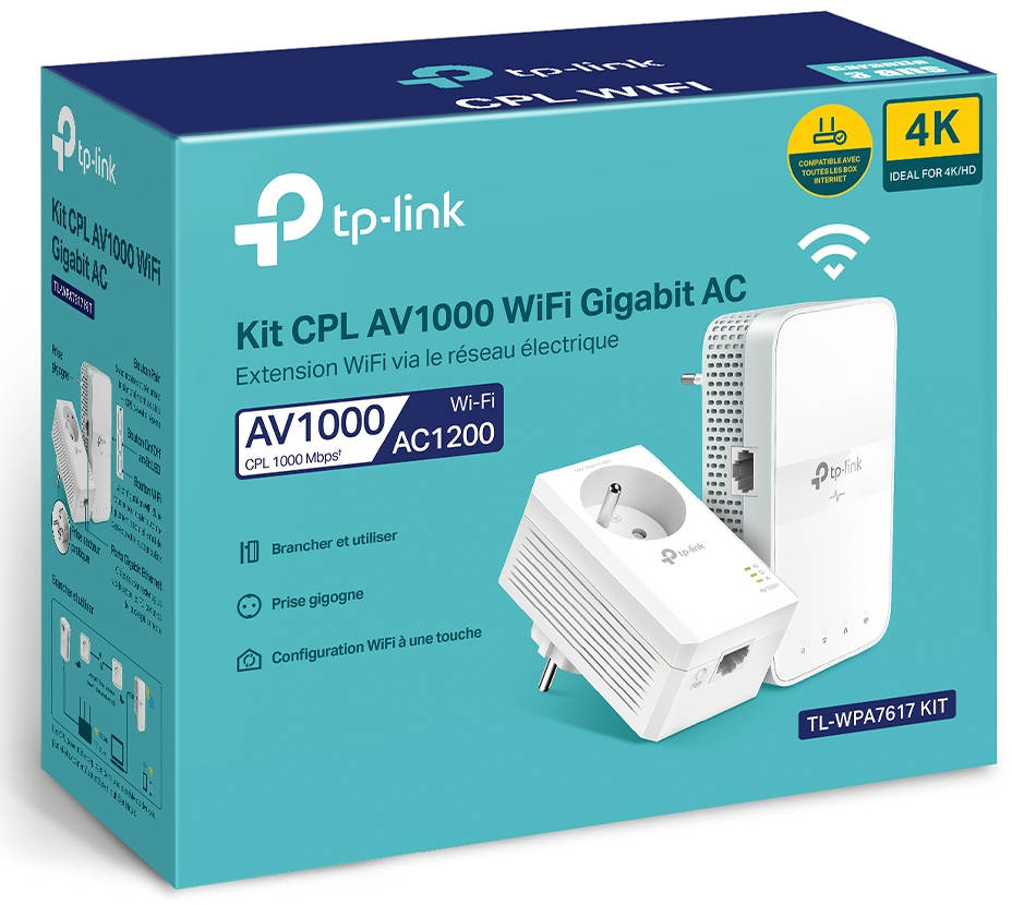 kit 2 CPL AV1000 wifi prise gigogne TPLINK TL-WPA7617