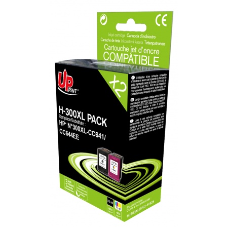 2 CARTOUCHES COMPATIBLES HP 300XL noir couleur – uprint