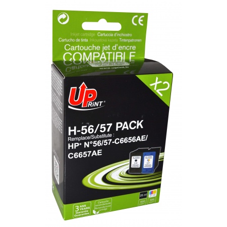 PACK 2 CARTOUCHES COMPATIBLES AVEC HP N°56 / N°57 – uprint