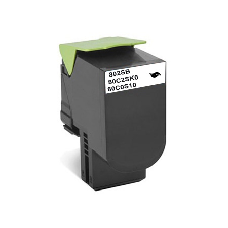 Toner remanufacturé LEXMARK 802S-REMPLACE 802SK/80C2SK0/80C0S10 NOIR – neutre