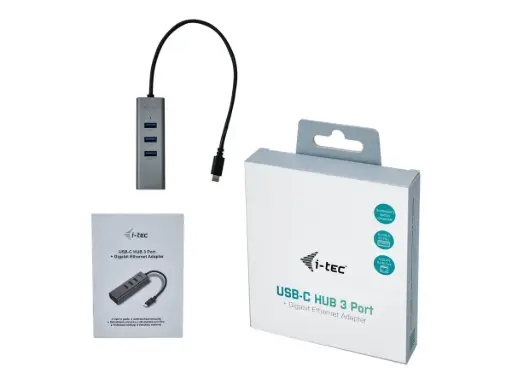 [hub8] HUB with Gigabit Ethernet Adapter 1xUSB-C to RJ-45 3xUSB 3.0 