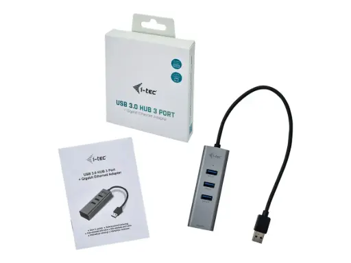 [hub5] USB 3.0 Metal 3-Port HUB with Gigabit Ethernet Adapter 1xUSB 3.0 to RJ-45 3xUSB 3.0 Port LED